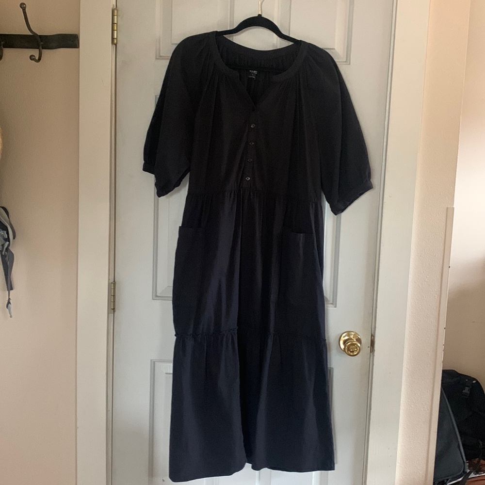 Esby Millie Midi Dress Black Puff Sleeve
